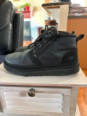 UGG Men's Black Chukka Boot with Side Zip and Laces
